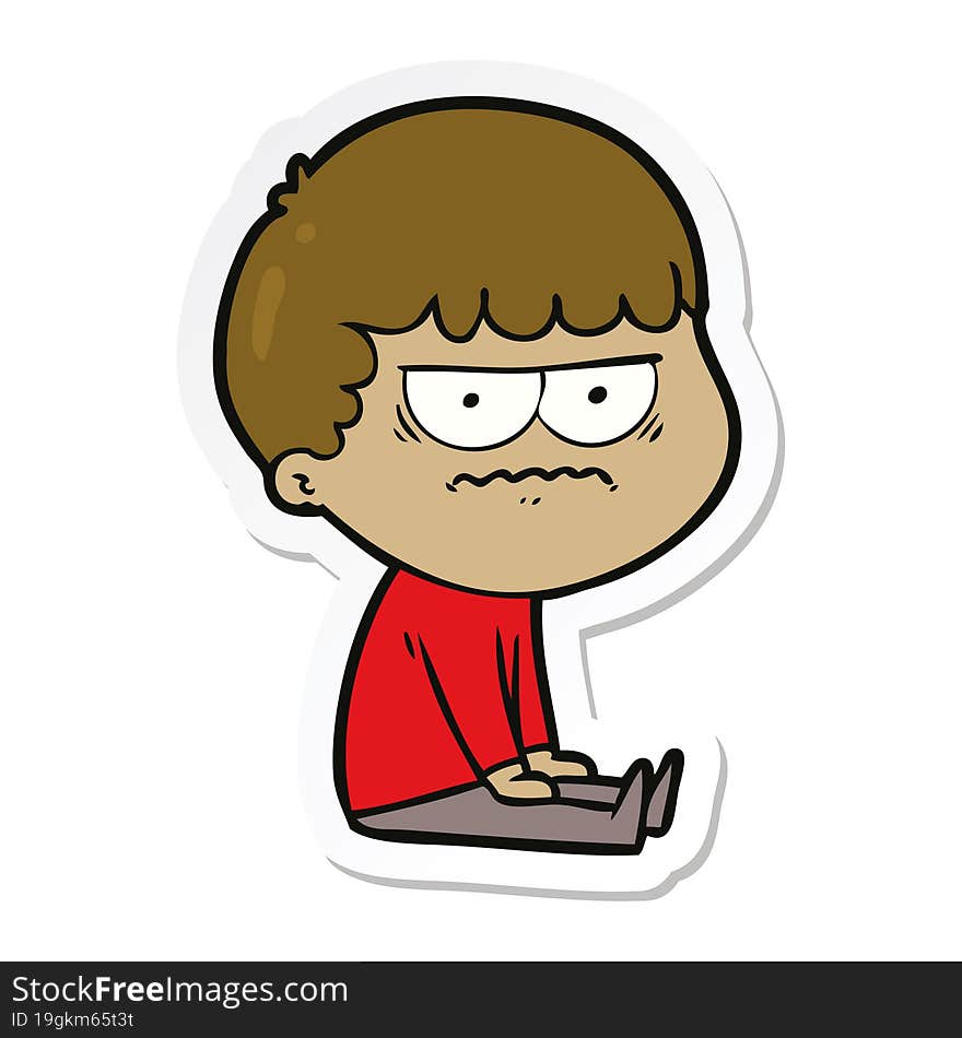 Sticker Of A Cartoon Annoyed Man