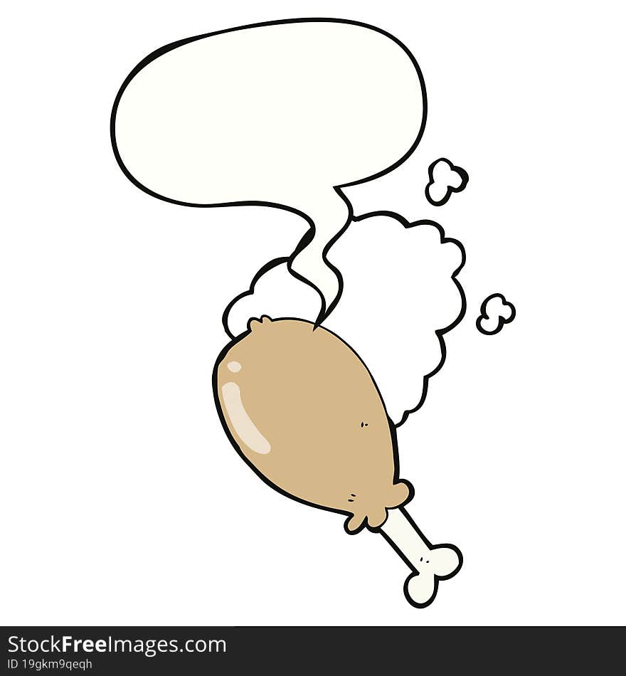 cartoon chicken leg and speech bubble