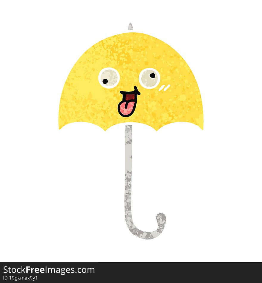 Retro Illustration Style Cartoon Umbrella