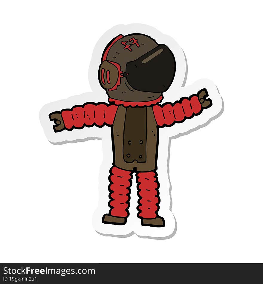 sticker of a cartoon astronaut reaching