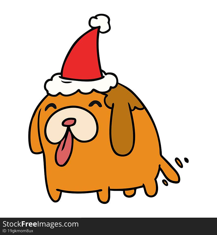 hand drawn christmas cartoon of kawaii dog