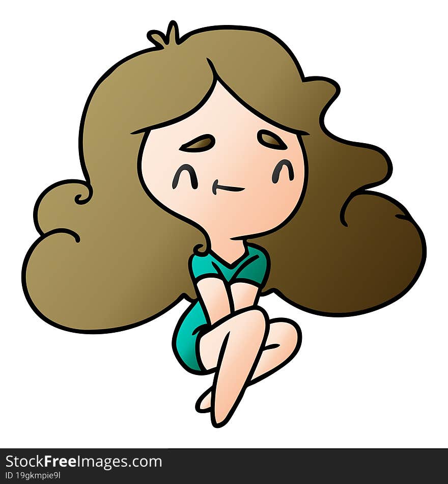 gradient cartoon illustration of a cute kawaii girl. gradient cartoon illustration of a cute kawaii girl