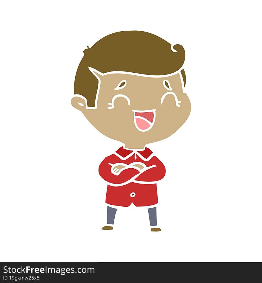 flat color style cartoon laughing man