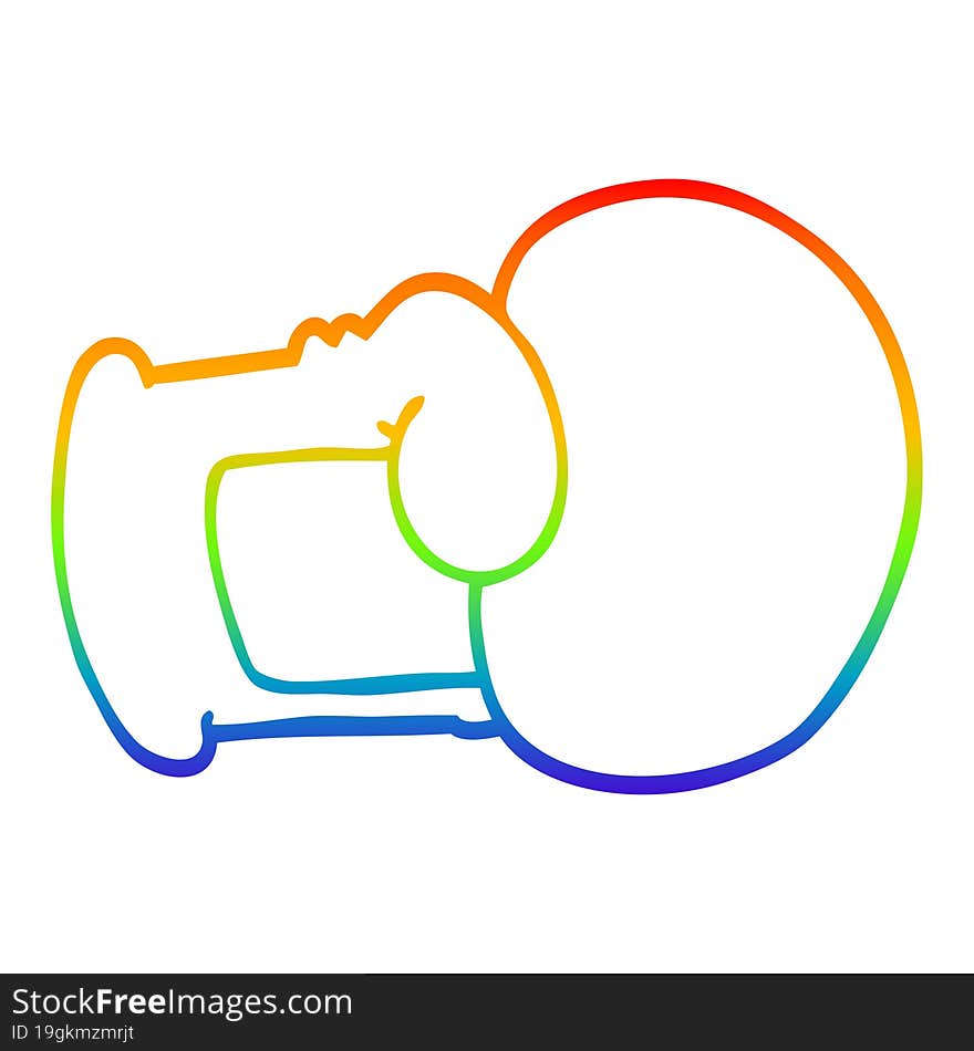 rainbow gradient line drawing cartoon boxing glove