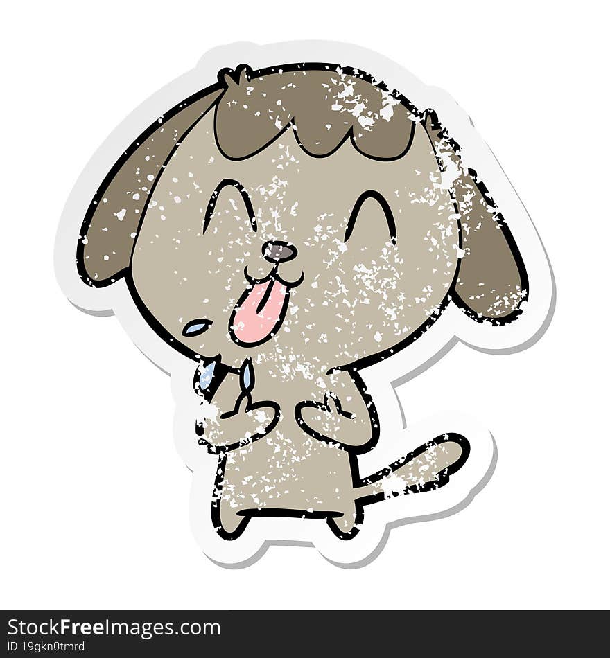 Distressed Sticker Of A Cute Cartoon Dog