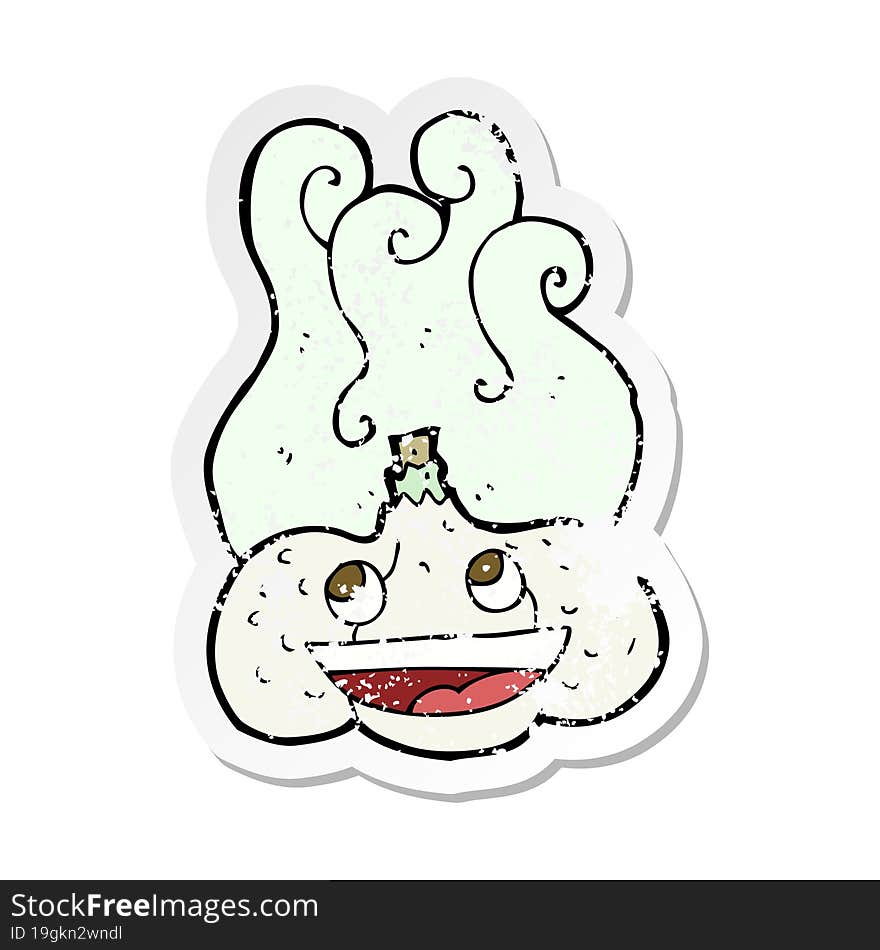 retro distressed sticker of a cartoon happy garlic