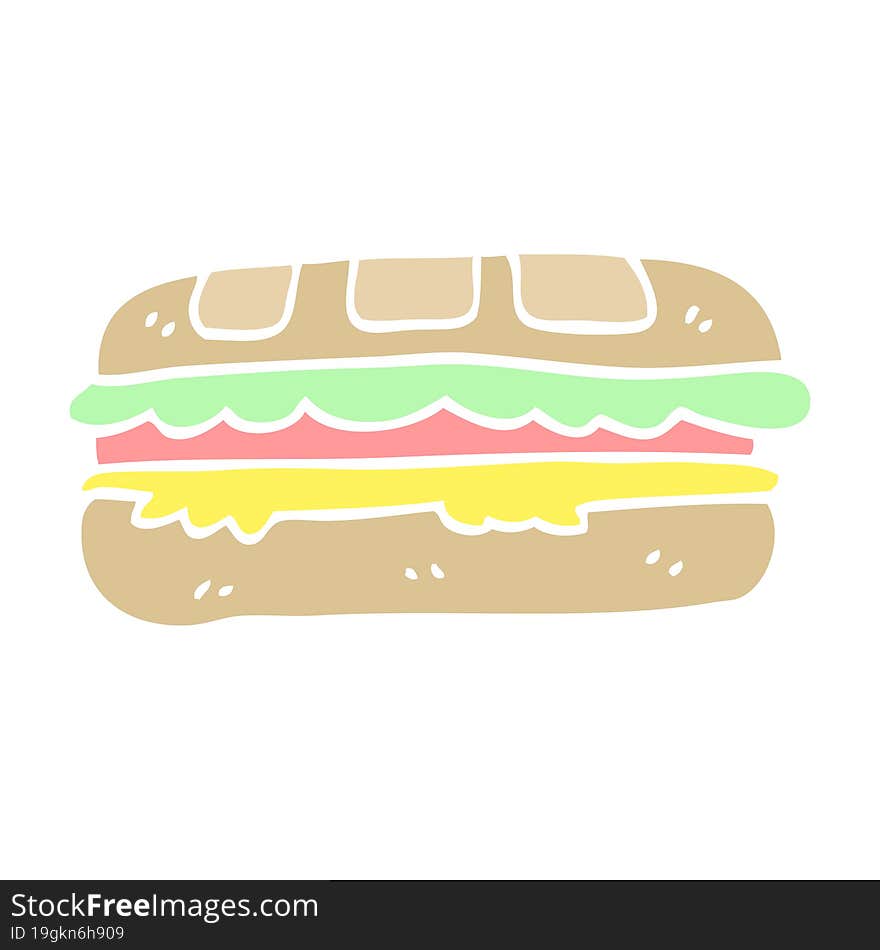 flat color illustration cartoon tasty sandwich