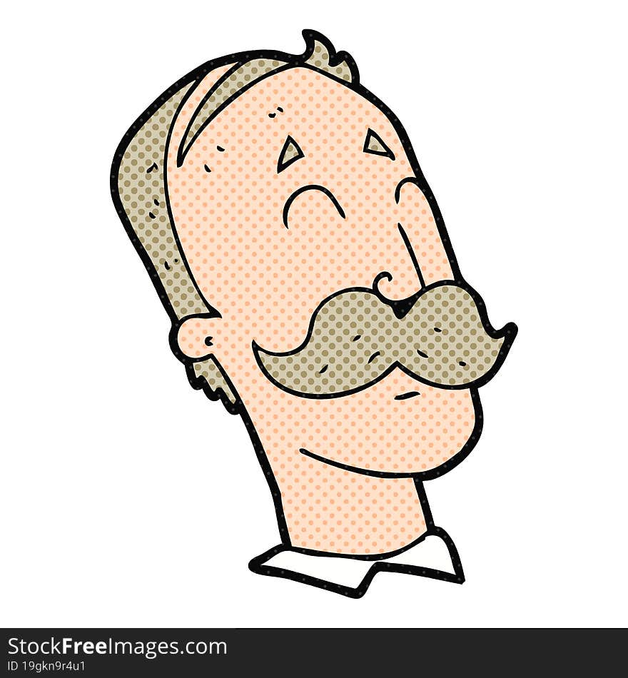 Cartoon Ageing Man With Mustache