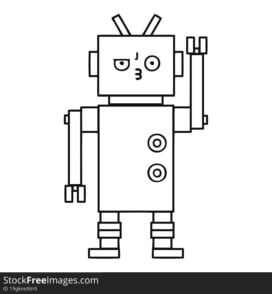 line drawing cartoon of a robot. line drawing cartoon of a robot