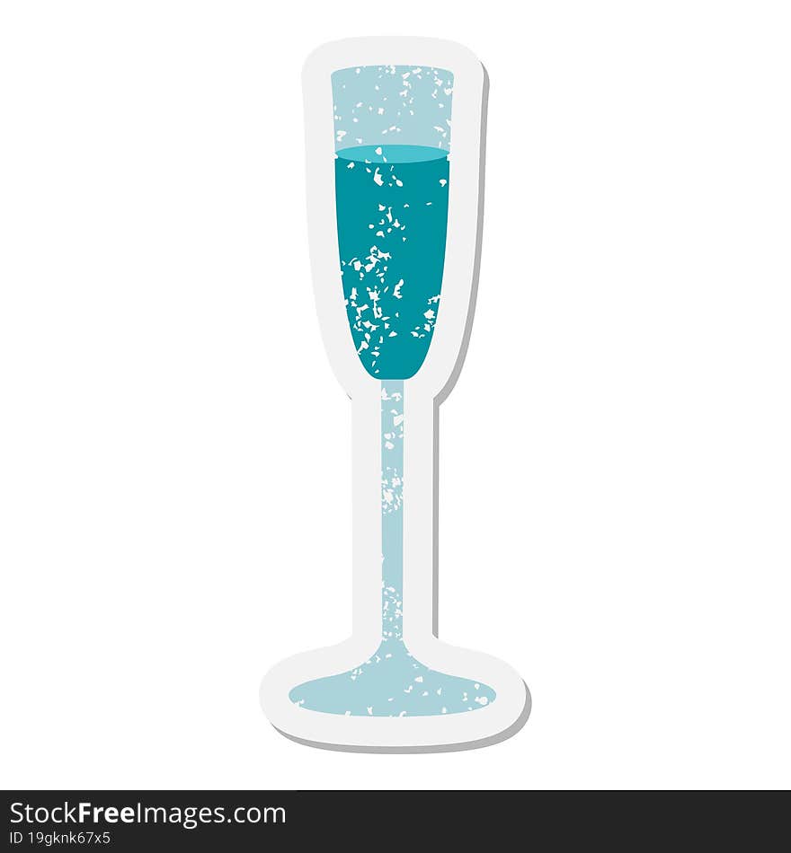 Champagne Flute Grunge Sticker