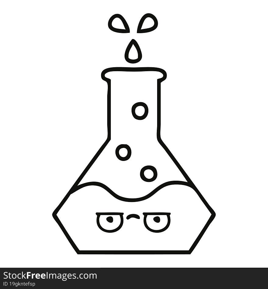 line drawing cartoon science beaker