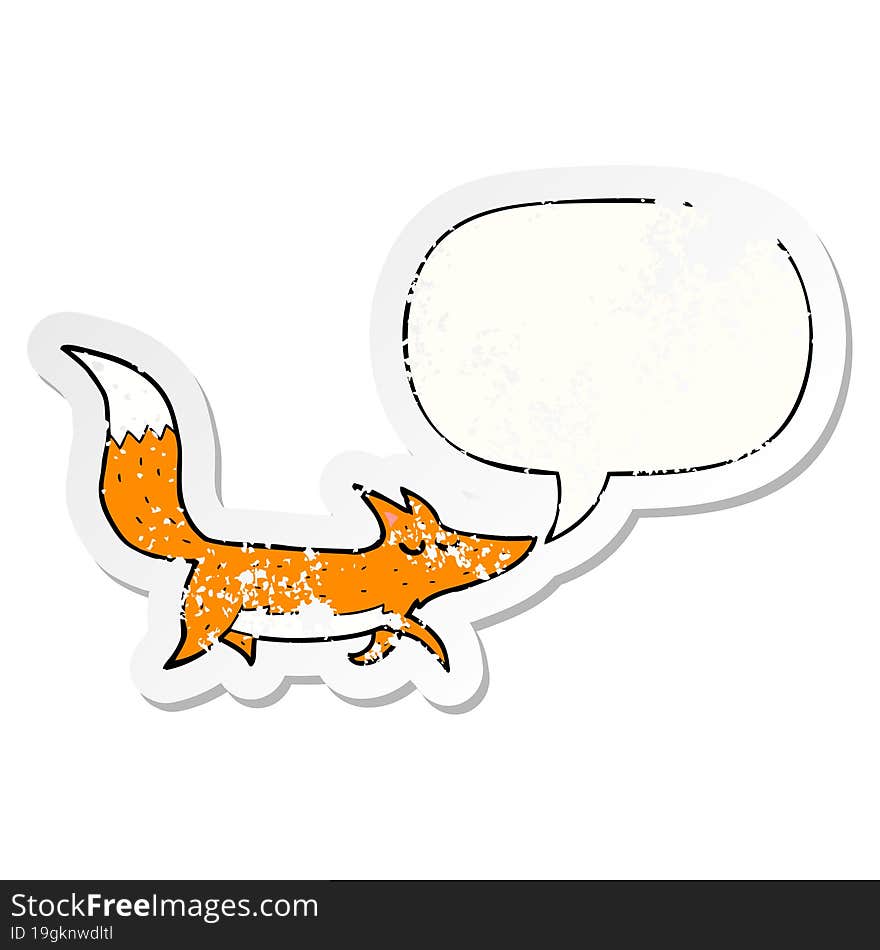 cartoon wolf and speech bubble distressed sticker