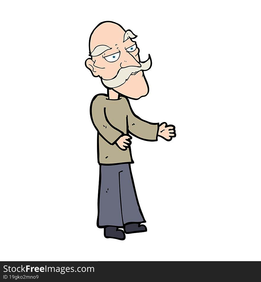 cartoon old man with mustache