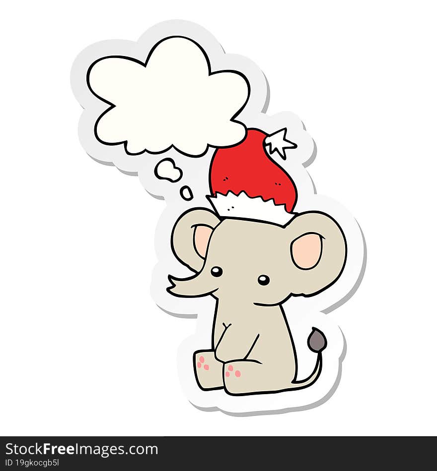 cute christmas elephant and thought bubble as a printed sticker