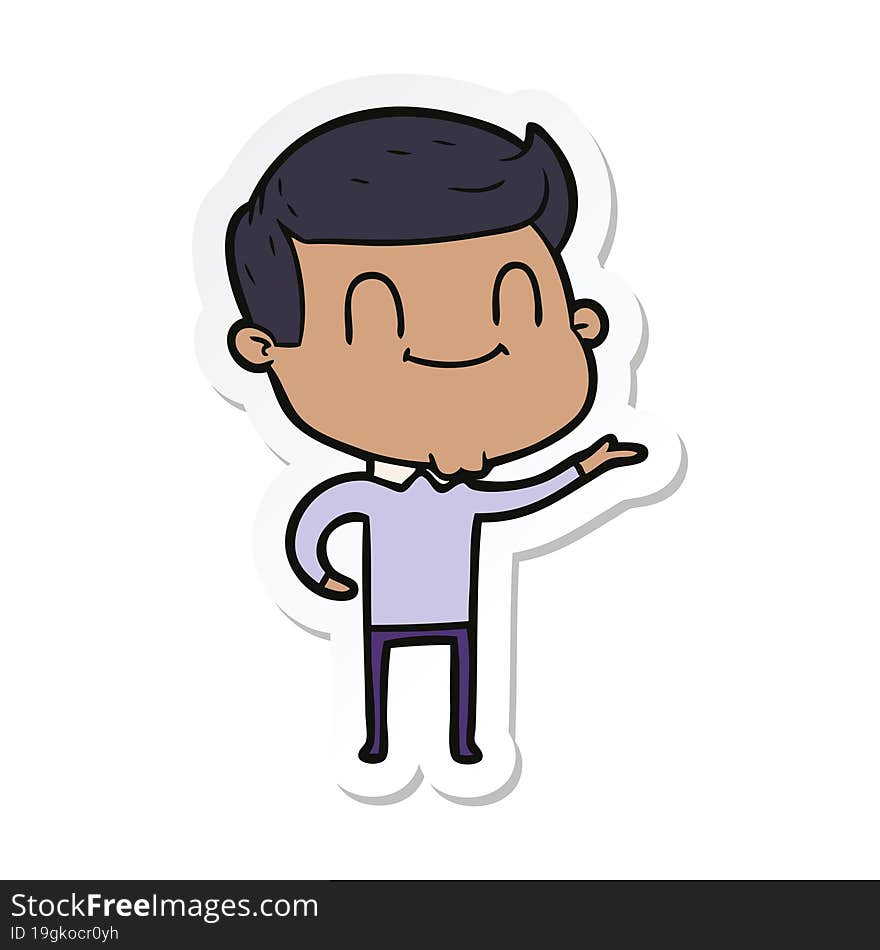 sticker of a cartoon friendly man