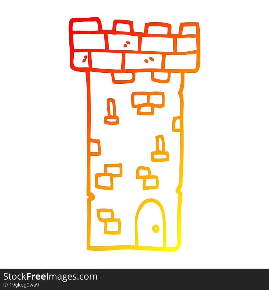 warm gradient line drawing cartoon castle tower