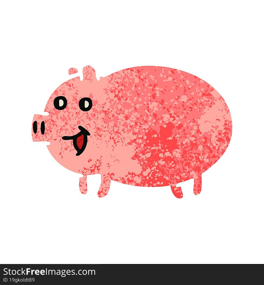 retro illustration style cartoon of a pig