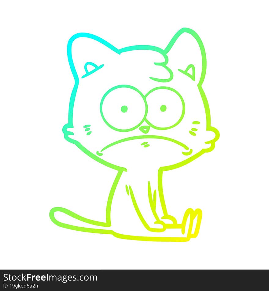 cold gradient line drawing cartoon nervous cat