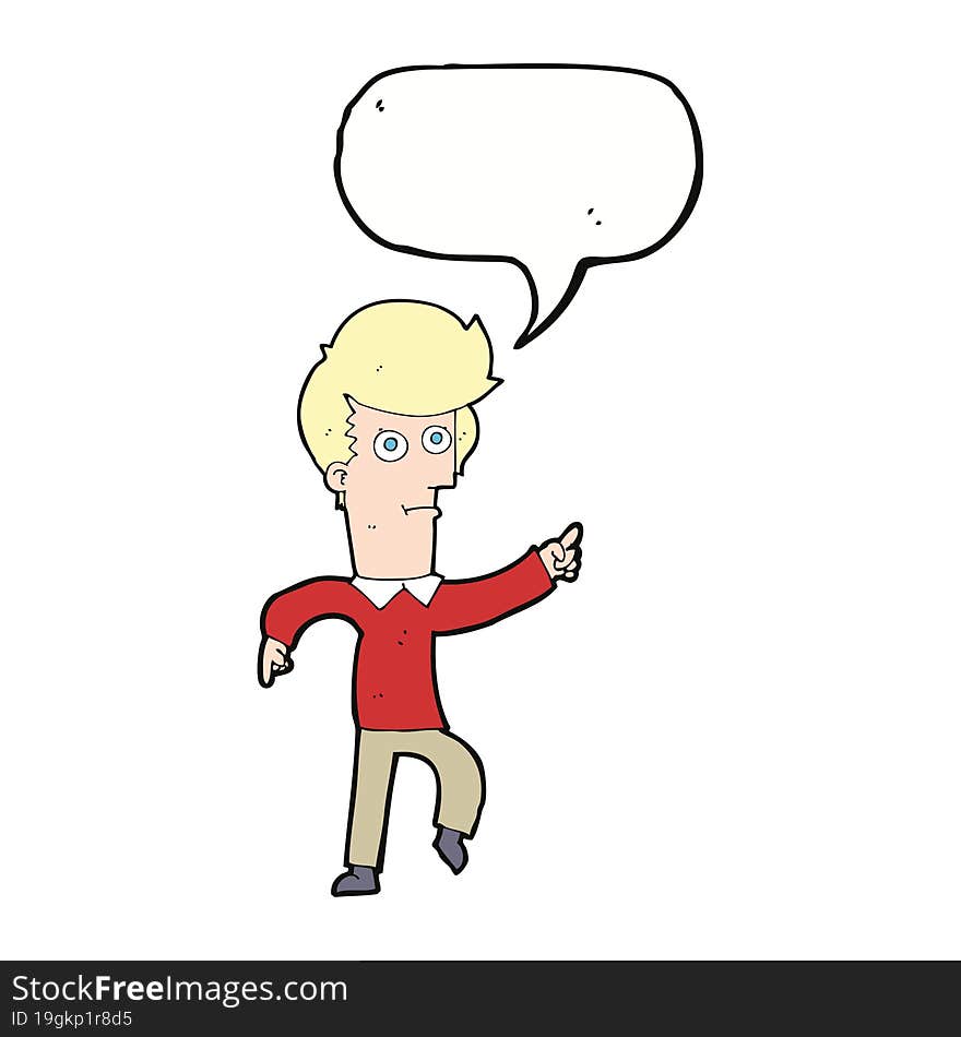 cartoon man pointing with speech bubble