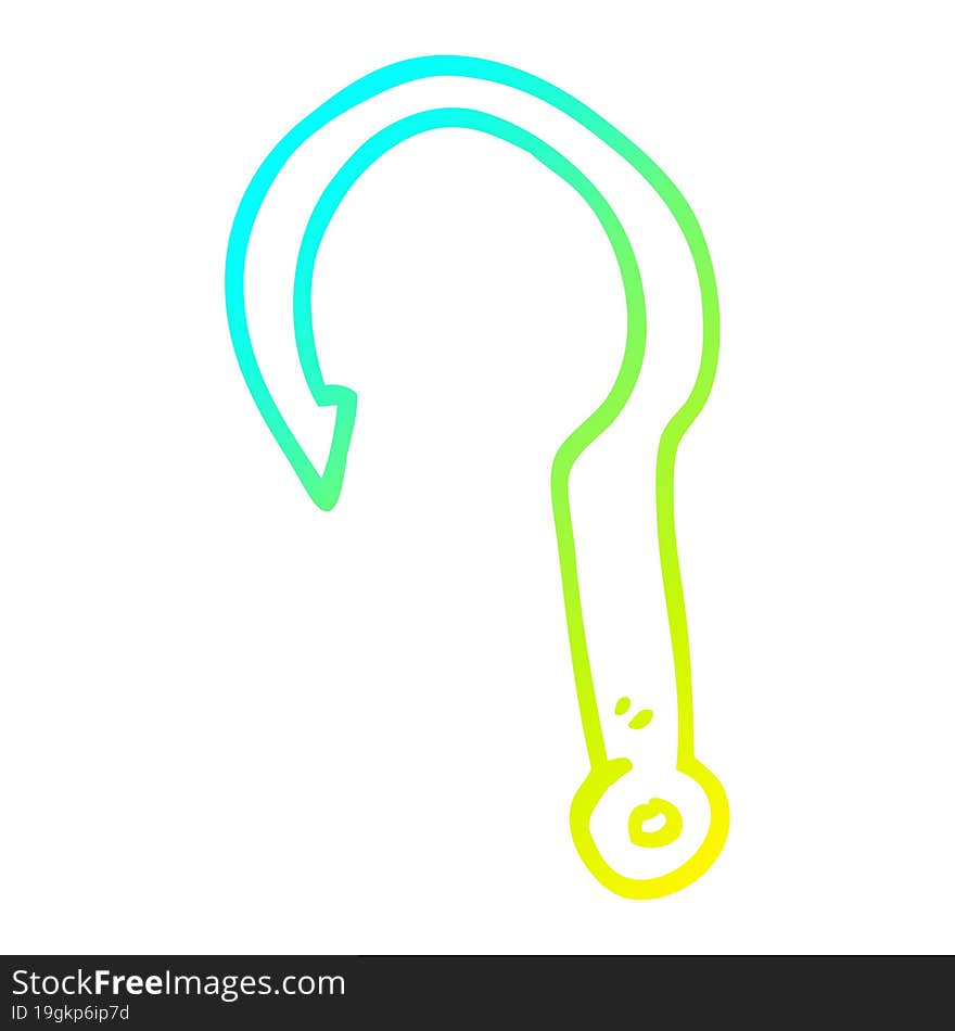 cold gradient line drawing cartoon fish hook