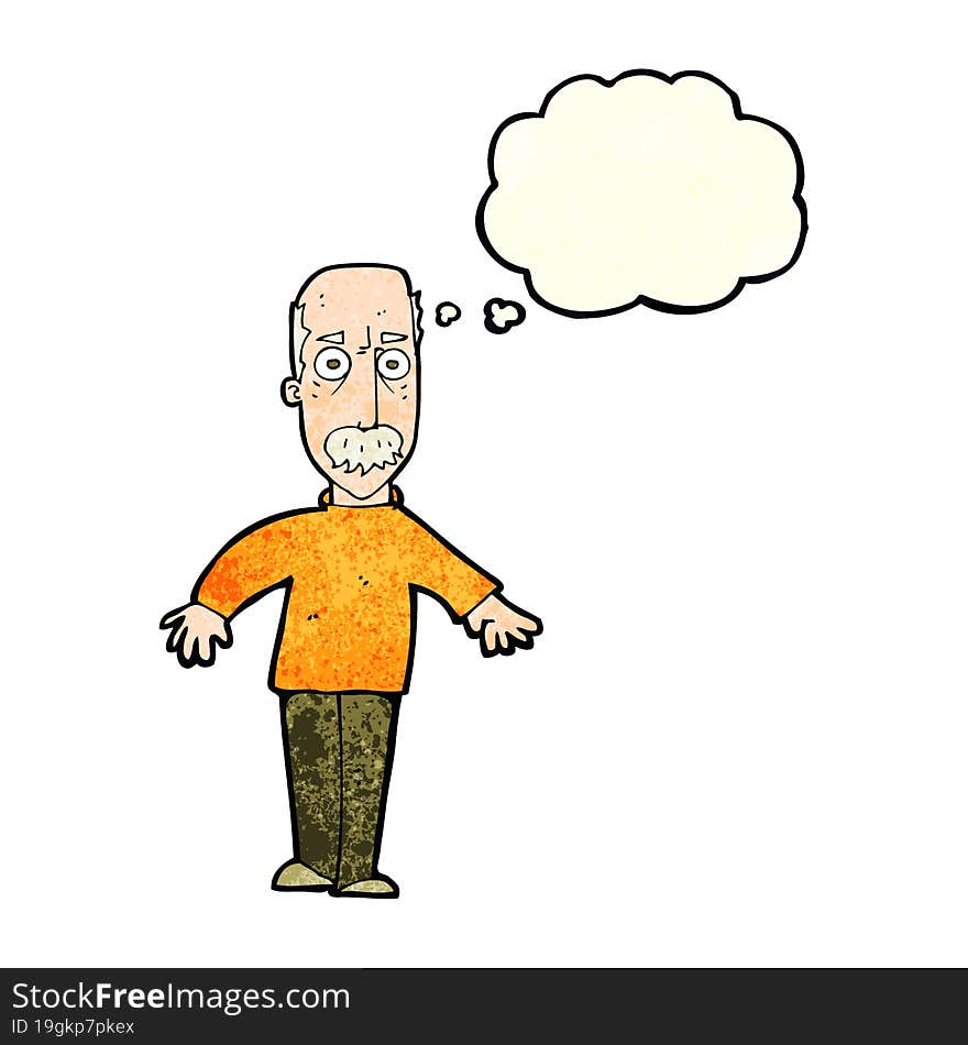 Cartoon Annoyed Old Man With Thought Bubble