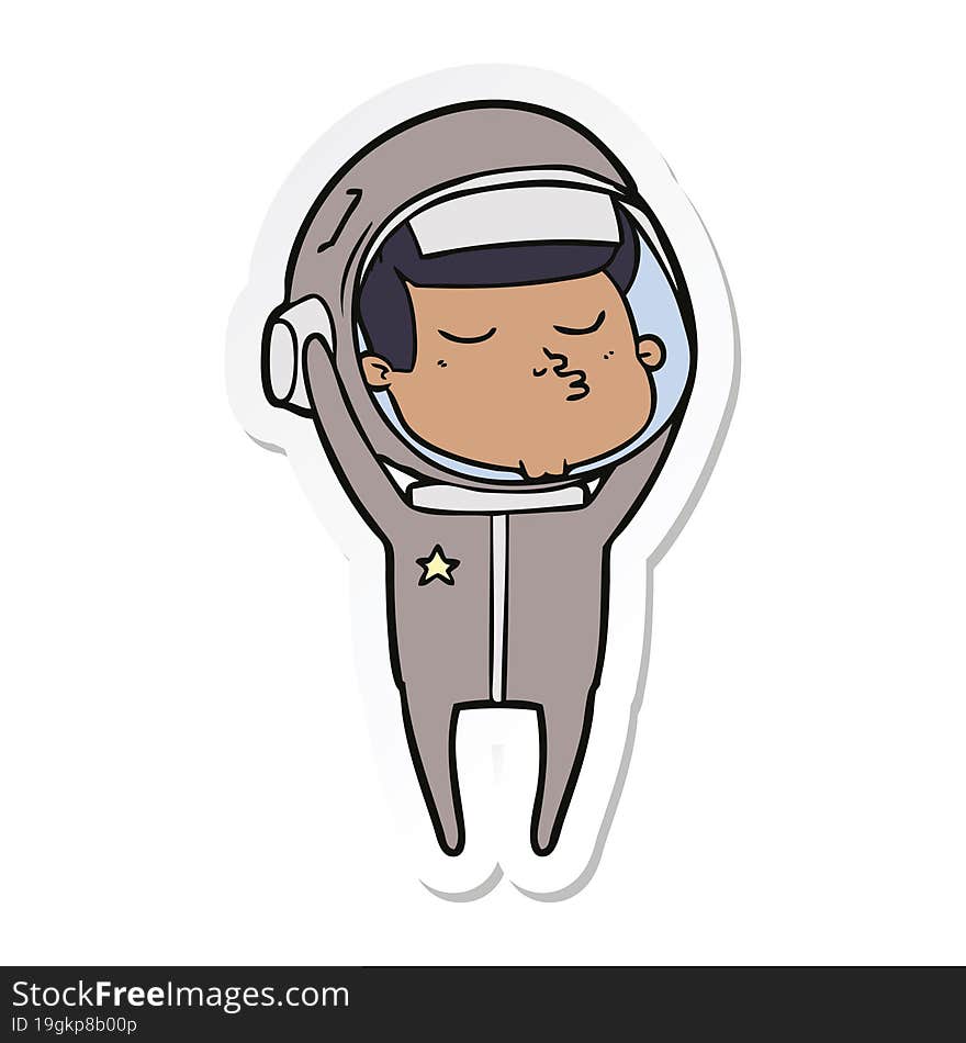 Sticker Of A Cartoon Confident Astronaut