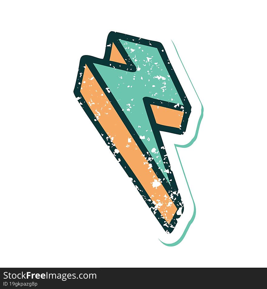 distressed sticker tattoo style icon of lightning  bolt