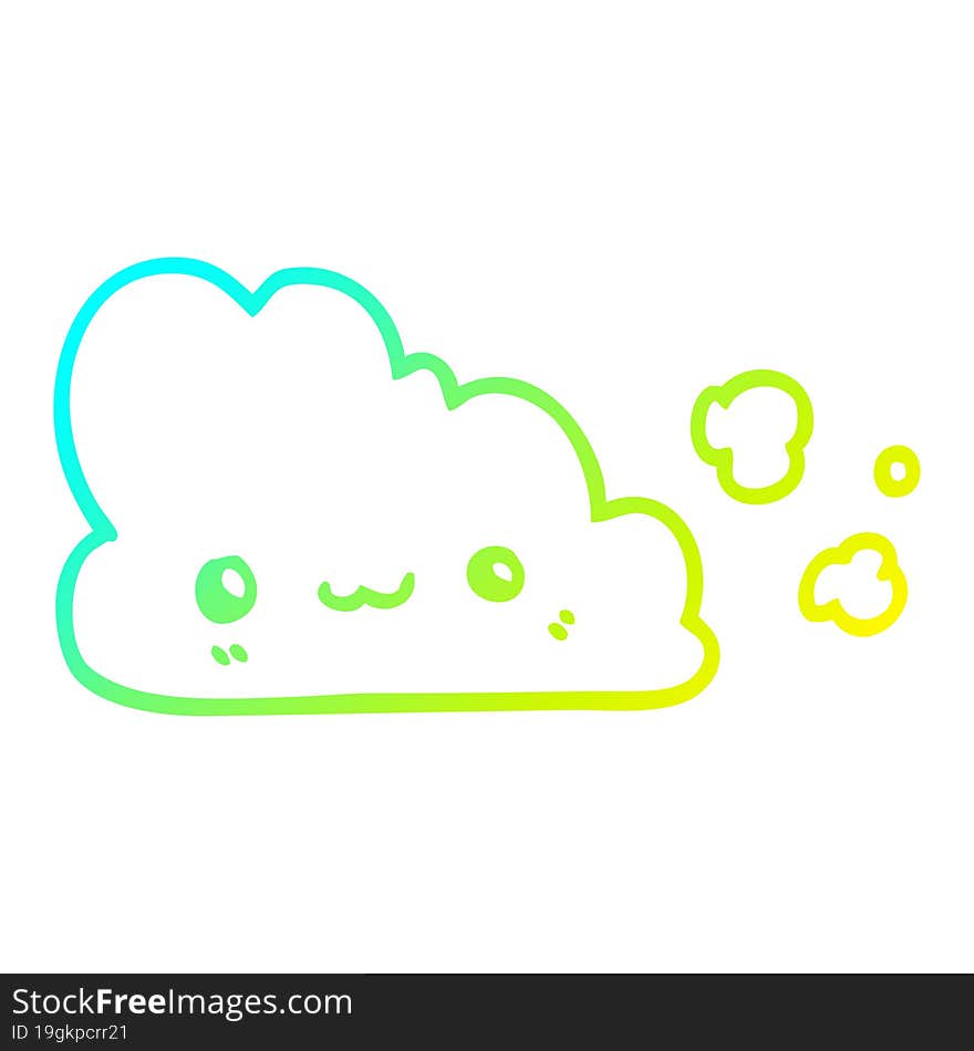 Cold Gradient Line Drawing Cute Cartoon Cloud