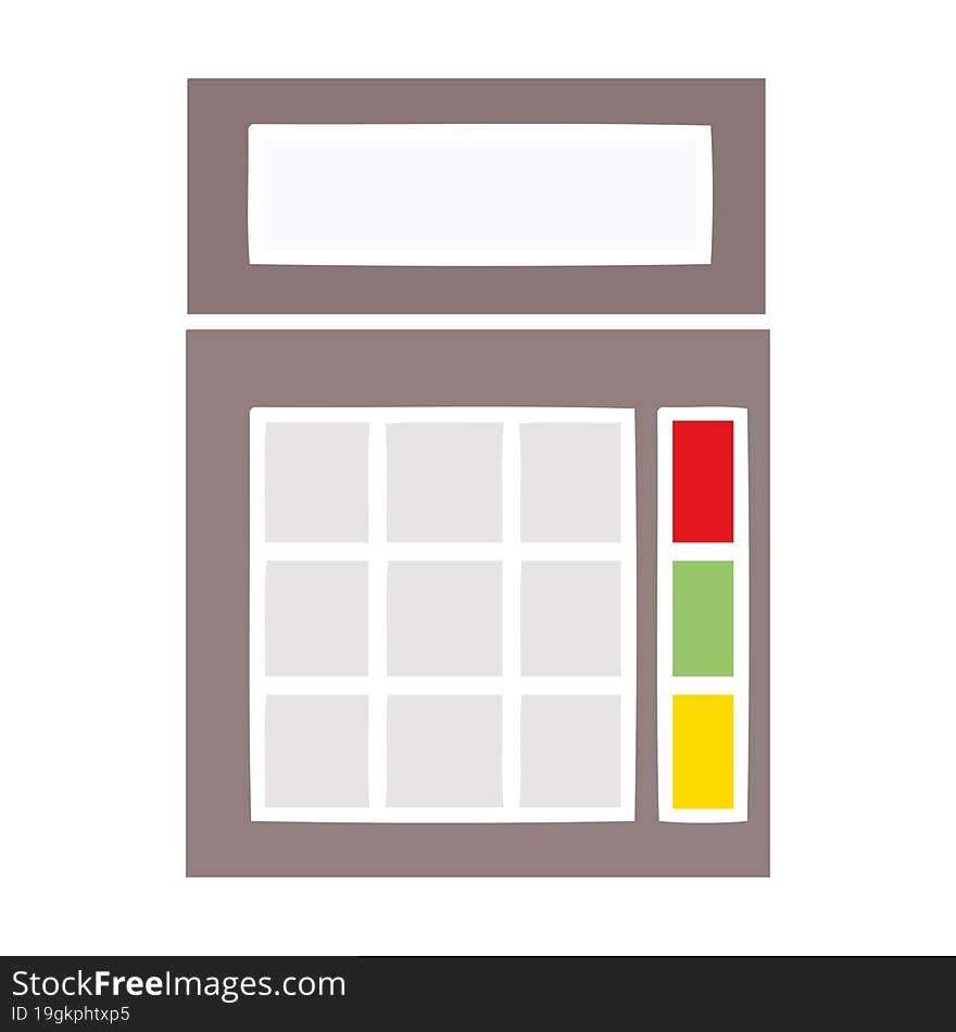 flat color retro cartoon school calculator