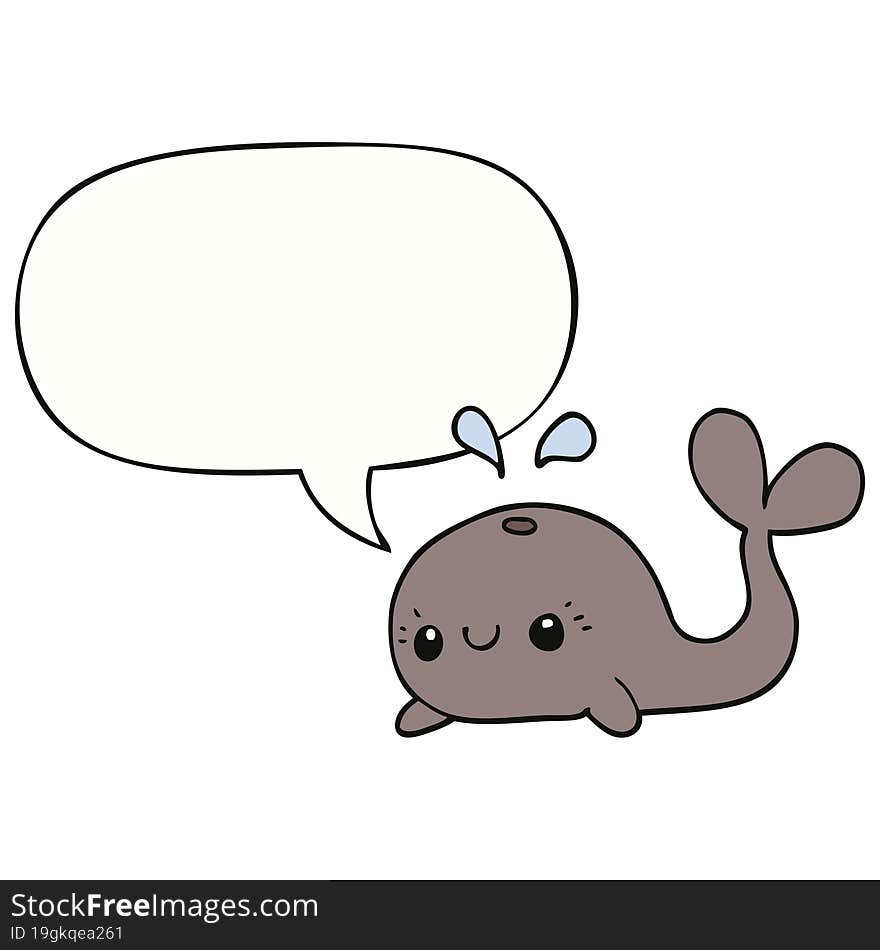 cute cartoon whale and speech bubble