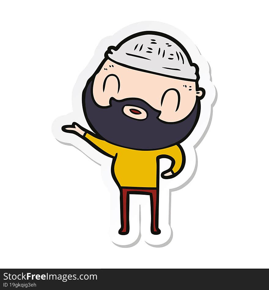 sticker of a cartoon bearded man