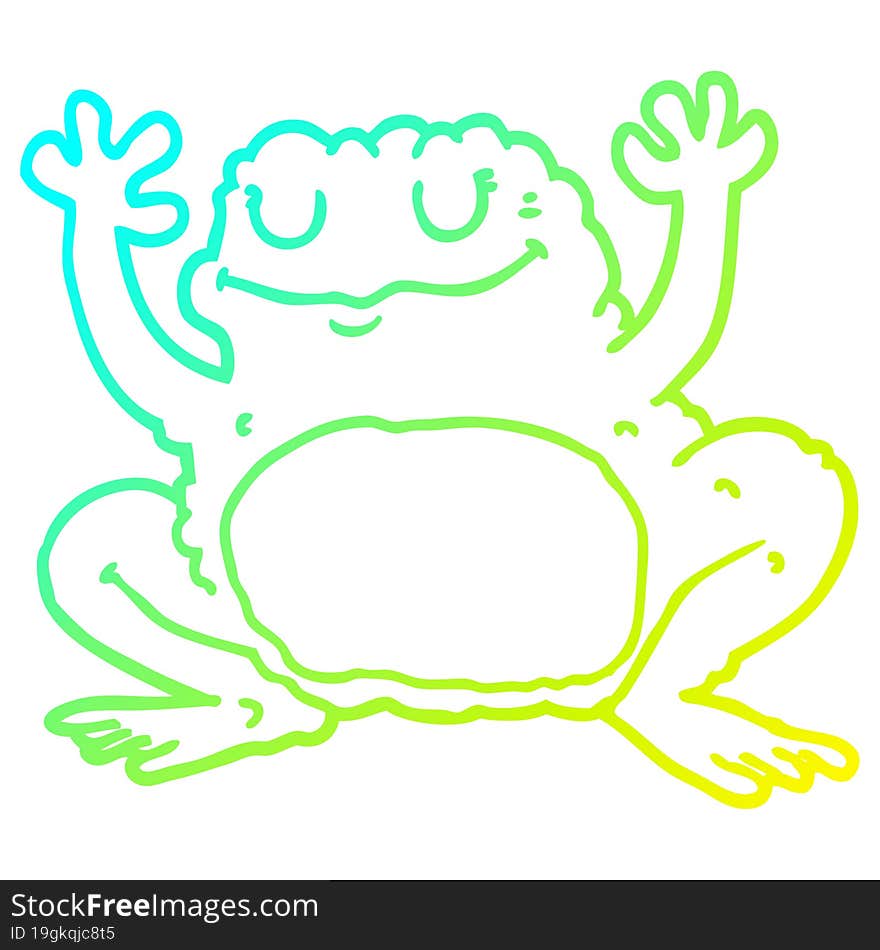 cold gradient line drawing of a cartoon frog