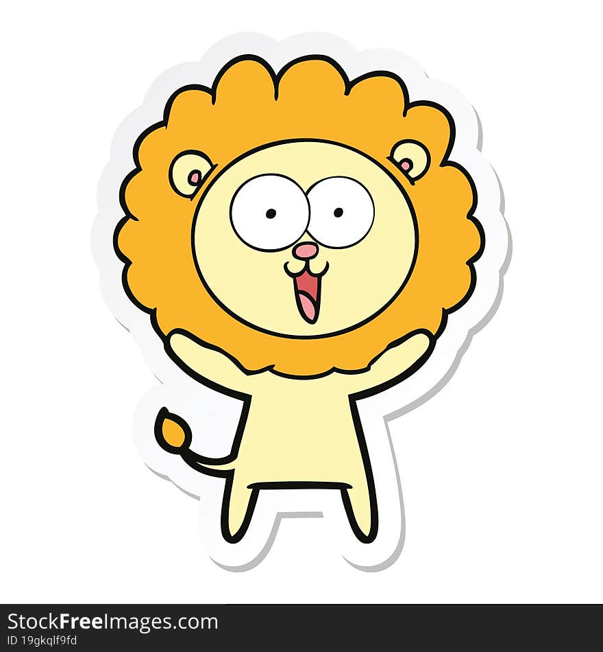 sticker of a happy cartoon lion