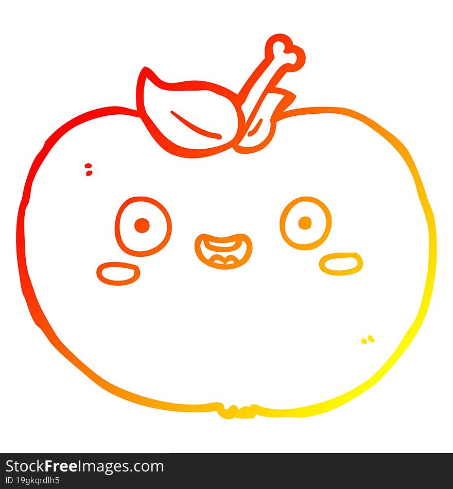 warm gradient line drawing cartoon apple