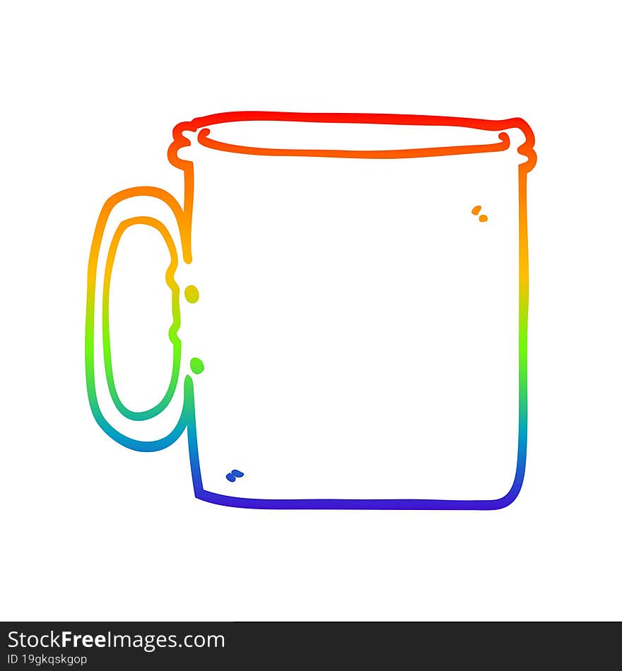 rainbow gradient line drawing cartoon camping cup of coffee