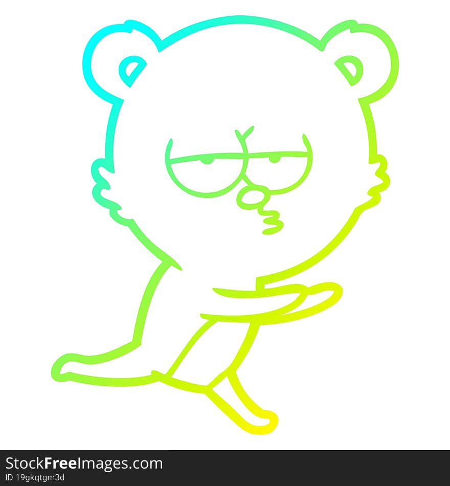 cold gradient line drawing bored bear cartoon