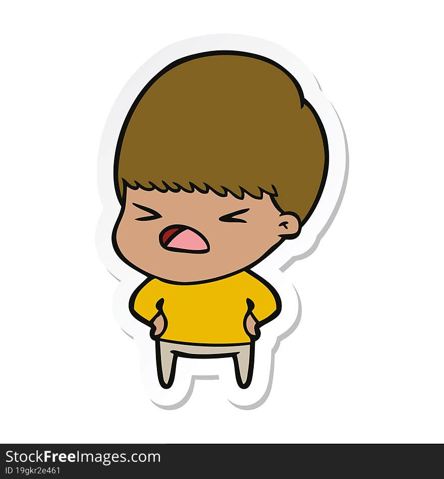 sticker of a cartoon stressed man