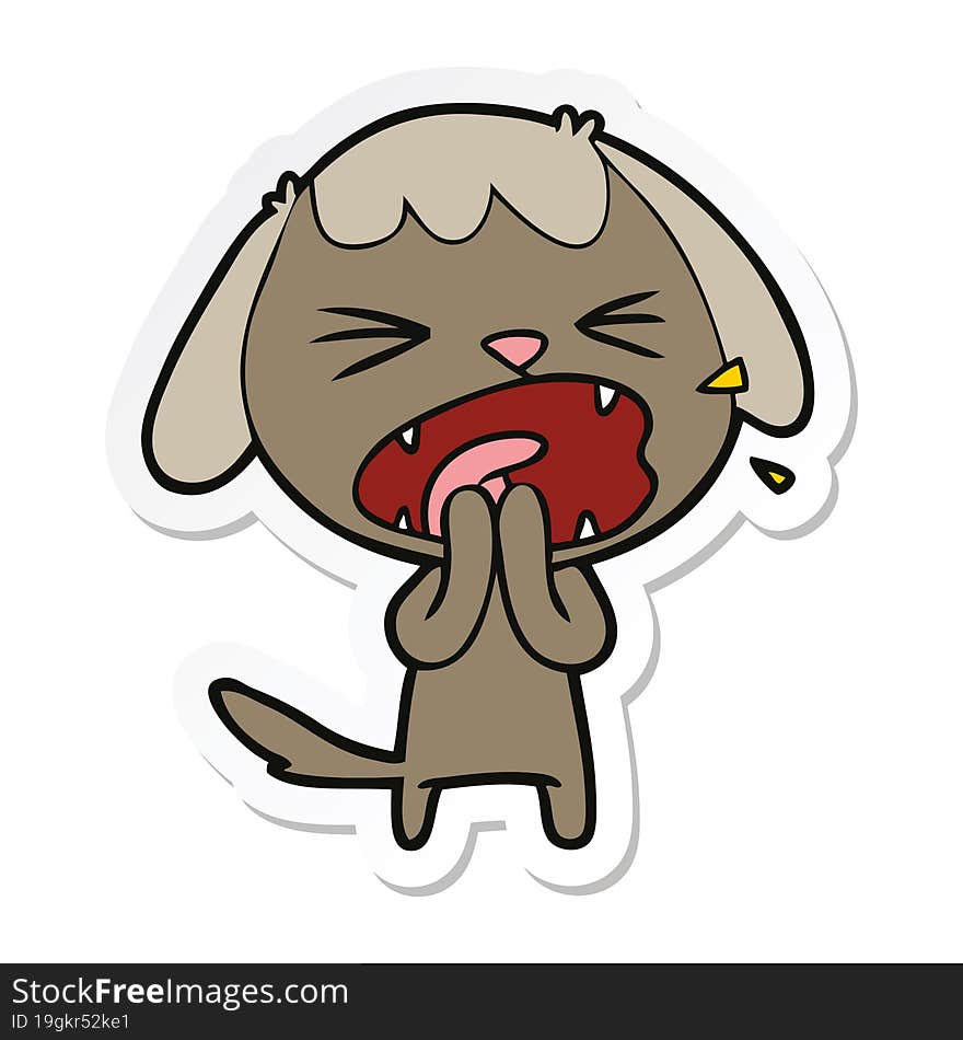 sticker of a cute cartoon dog barking