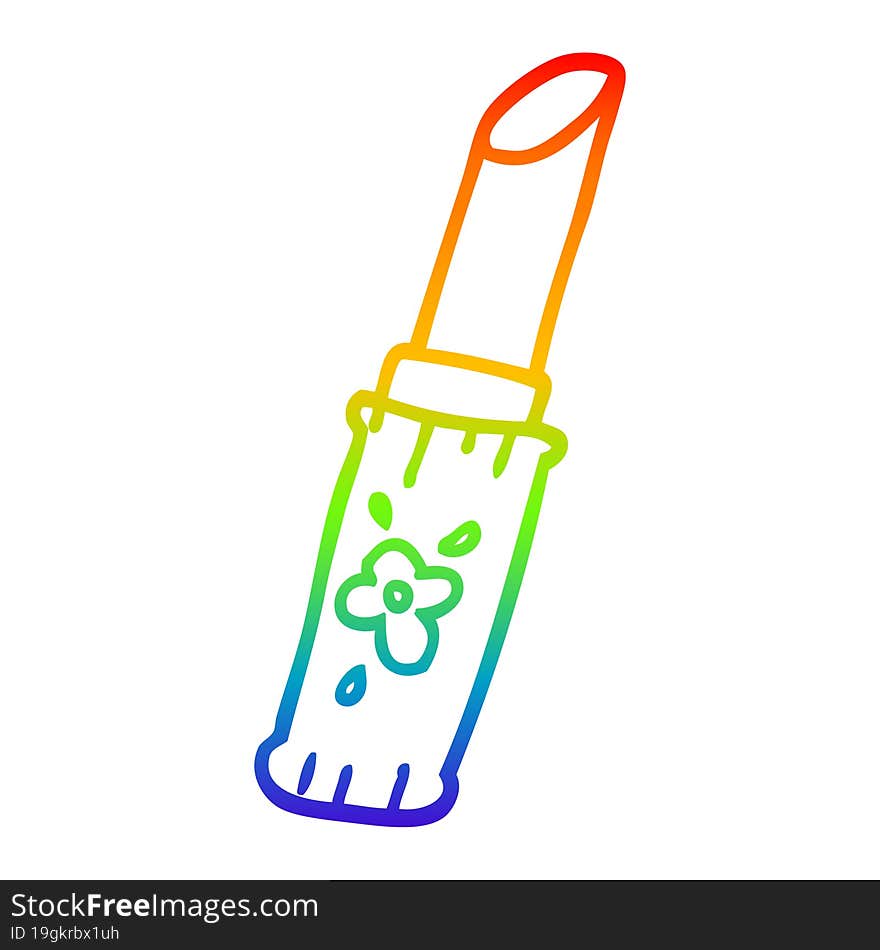 rainbow gradient line drawing of a cartoon lipstick