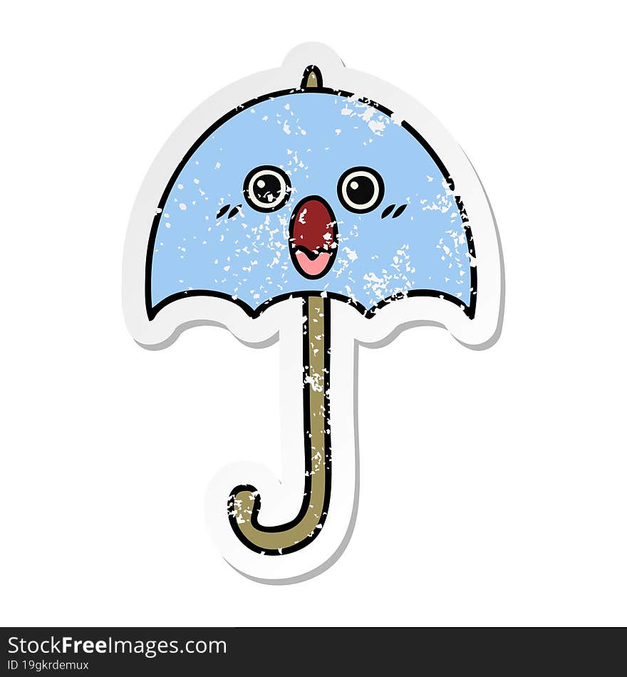 distressed sticker of a cute cartoon umbrella