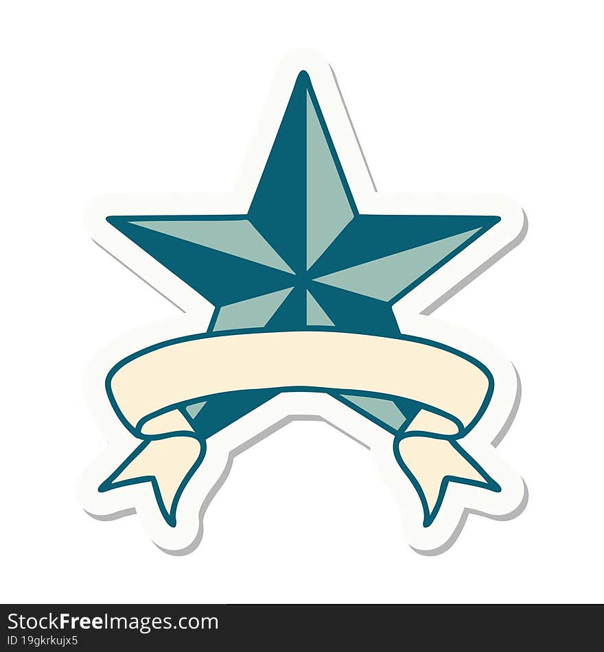 tattoo sticker with banner of a star