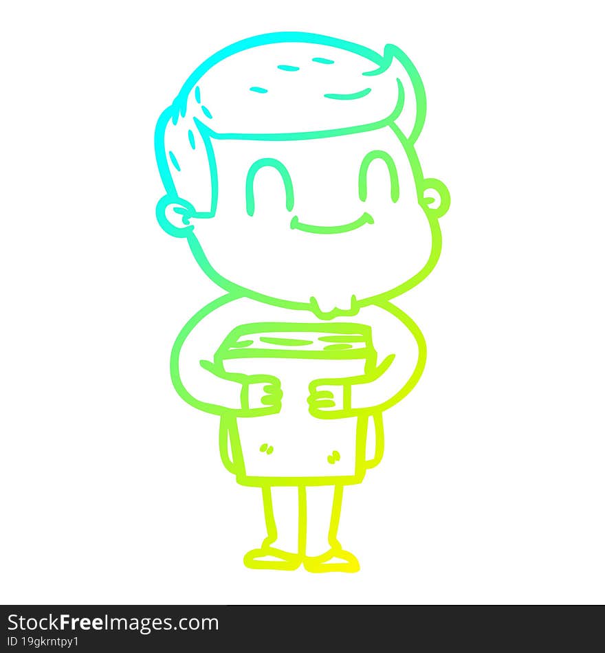 cold gradient line drawing of a cartoon friendly man