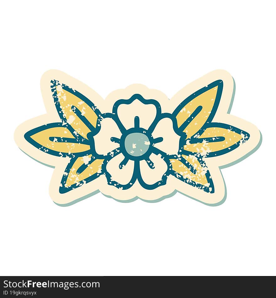 iconic distressed sticker tattoo style image of a flower. iconic distressed sticker tattoo style image of a flower