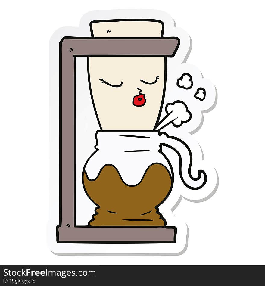 Sticker Of A Cartoon Filter Coffee Machine