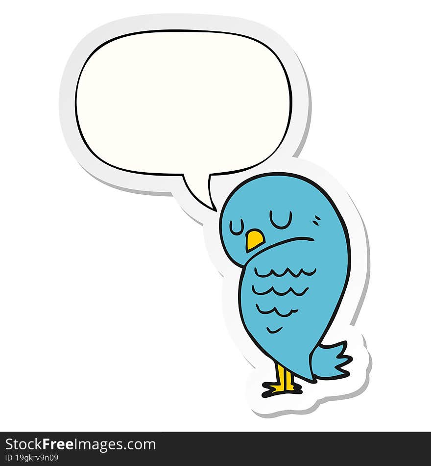 Cartoon Bird And Speech Bubble Sticker