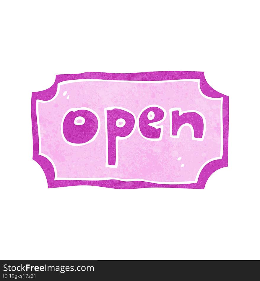 cartoon open sign