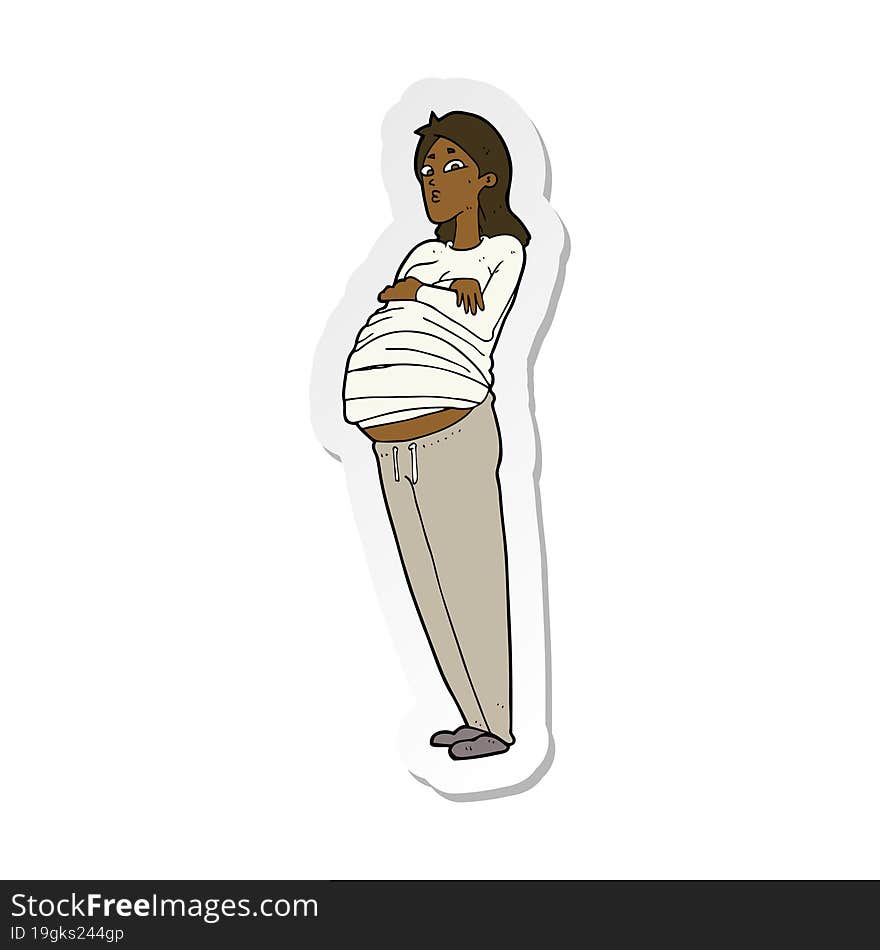 Sticker Of A Cartoon Pregnant Woman