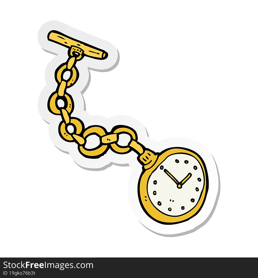 Sticker Of A Cartoon Old Pocket Watch