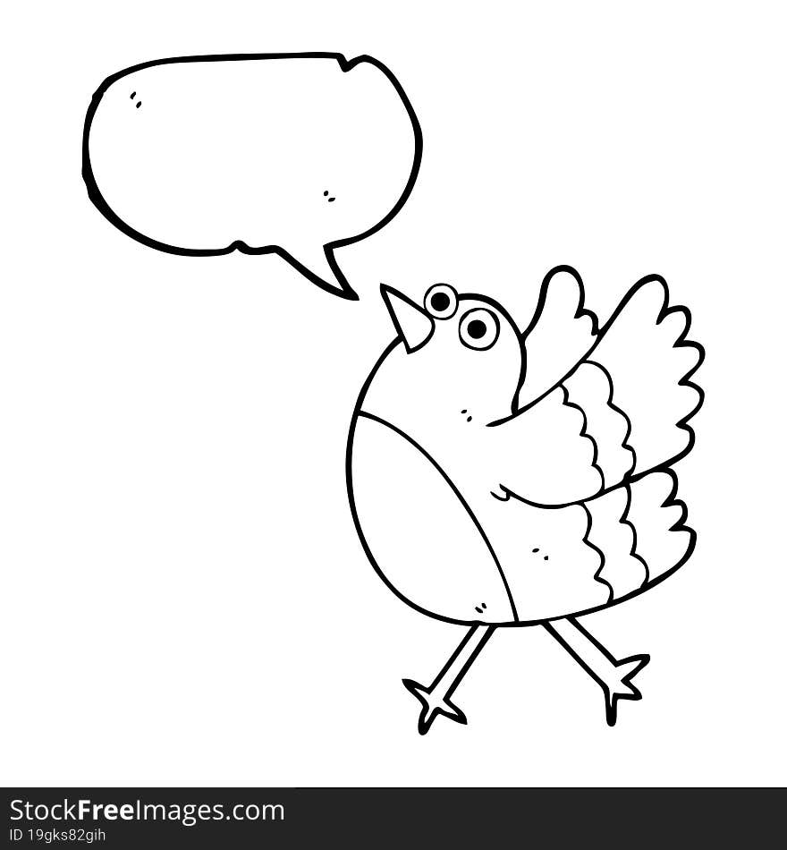 Speech Bubble Cartoon Happy Bird