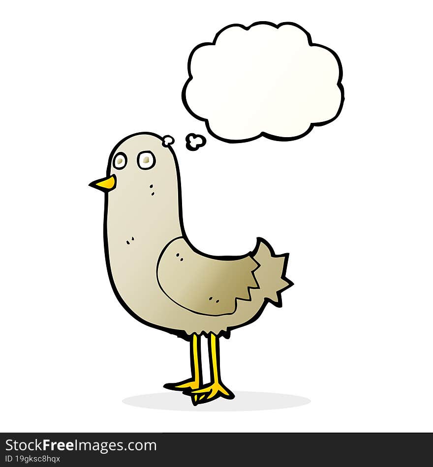 cartoon bird with thought bubble